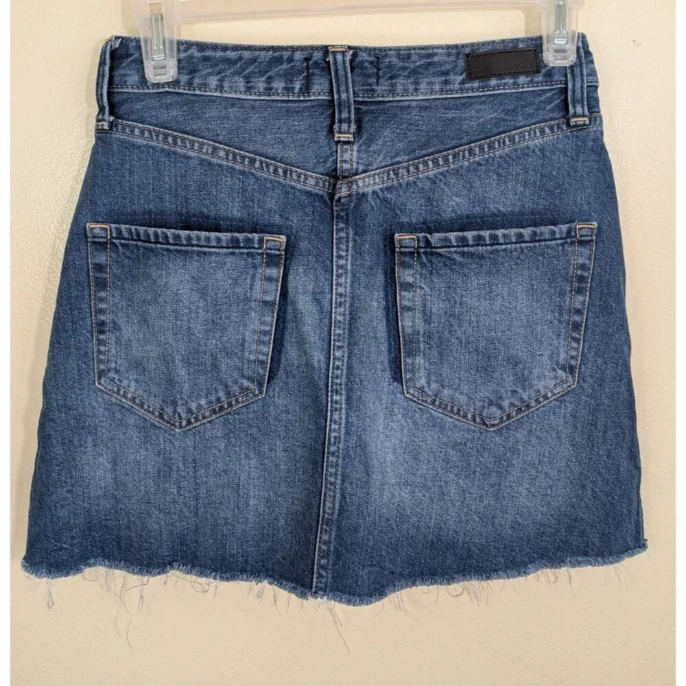 Abercrombie & Fitch Denim Mini Skirt Raw Hem Cotton Y2K Western Size 25